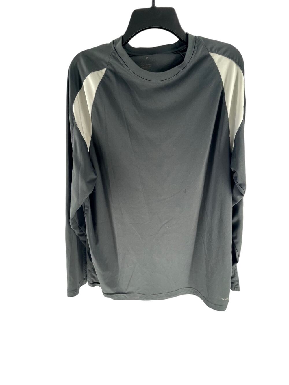 BCG Gray White Long Sleeve Crew Neck Athletic T-Shirt Men's Size Large
